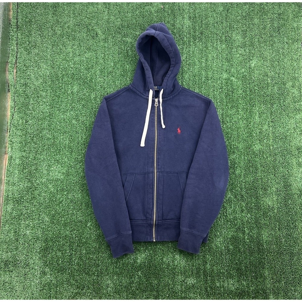 Polo Ralph Lauren Navy Blue Heavyweight Full Zip Casual Thermal Hoodie Men's S